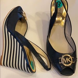 Michael Kors open toe sling back wedge